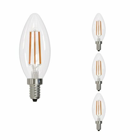 LED Filament 5W, Dimmable B11, Clear Glass, E26 Base, 2700K, 750 Lm, 4PK